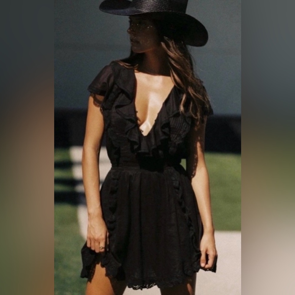Spell Black Dove Lace Mini Dress